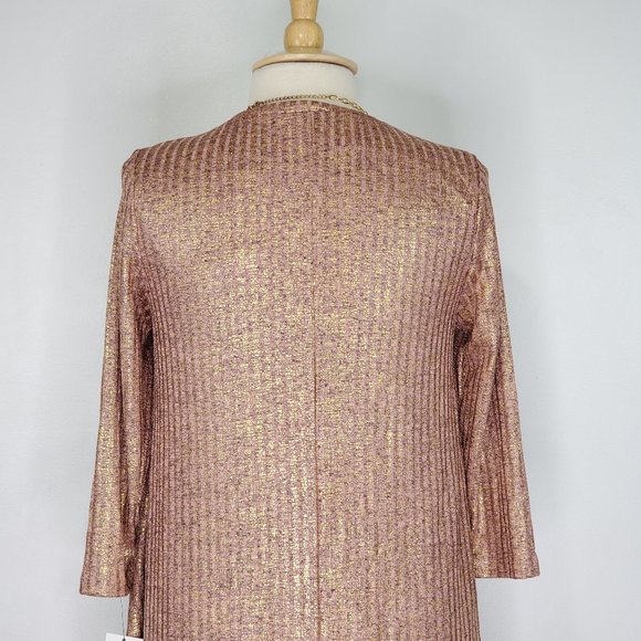 Ophelia Roe Pink Brown Shimmery Gold A-Line Pullover Dress NEW NWT Size M - Picture 7 of 13